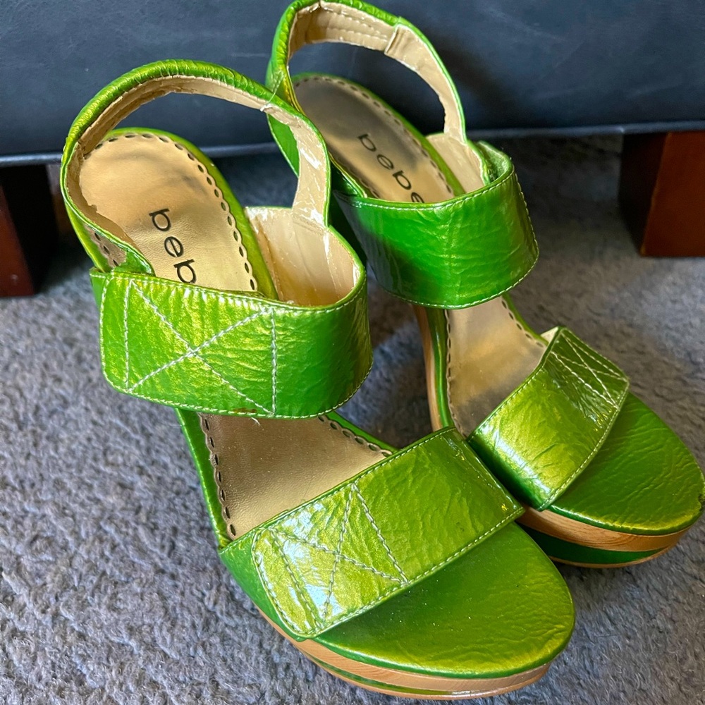 USED Bebe Womens wedge heels. Size 5 with 5 inch heel.